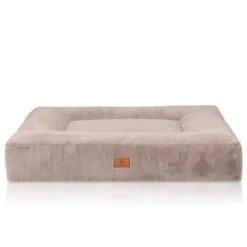 Knuffelwuff Orthopädisches Hundebett Mit Kuschelig Weichem Kaninchen Fellimitat Midland Beige/ Grau M-L