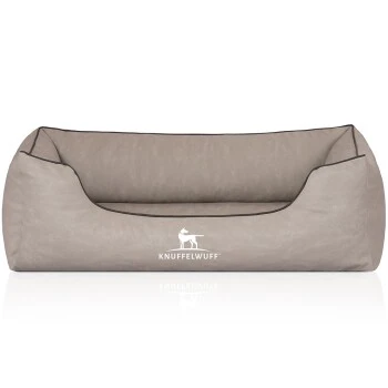 Knuffelwuff Orthopädisches Hundebett Rockland Aus Kunstleder Hellgrau M-L