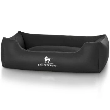 Knuffelwuff Kunstleder Hundebett Sidney Schwarz M-L