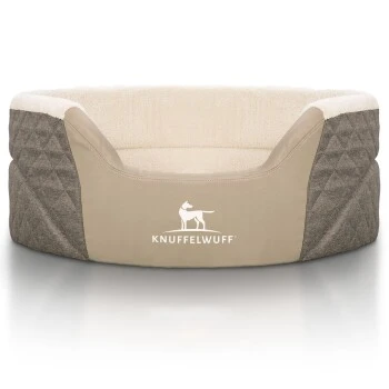 Knuffelwuff Orthopädisches Hundebett Lena Aus Velours Und Kunstleder Mit Hohem Schaumstoffrand Braun/ Beige XL 3 Knuffelwuff Orthopädisches Hundebett Lena Aus Velours Und Kunstleder Mit Hohem Schaumstoffrand Braun/ Beige XL